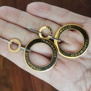 REBECCA 18K Rose Gold and Silver Double Circle Earrings